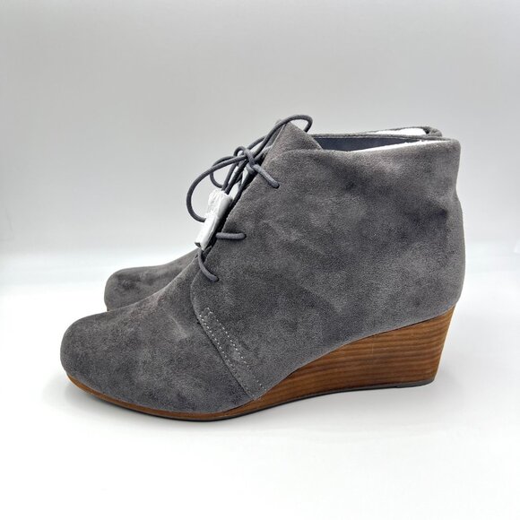 11W 11 WIDE WIDTH Dr Scholls Dakota Gray Microsuede Wedge Ankle Boots Shoes - Picture 6 of 13
